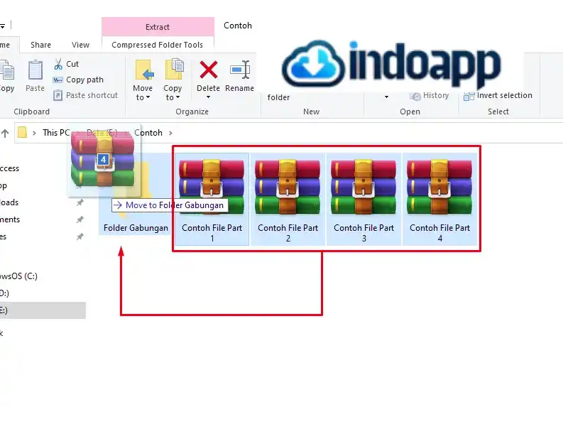 cara ekstrak file zip rar part